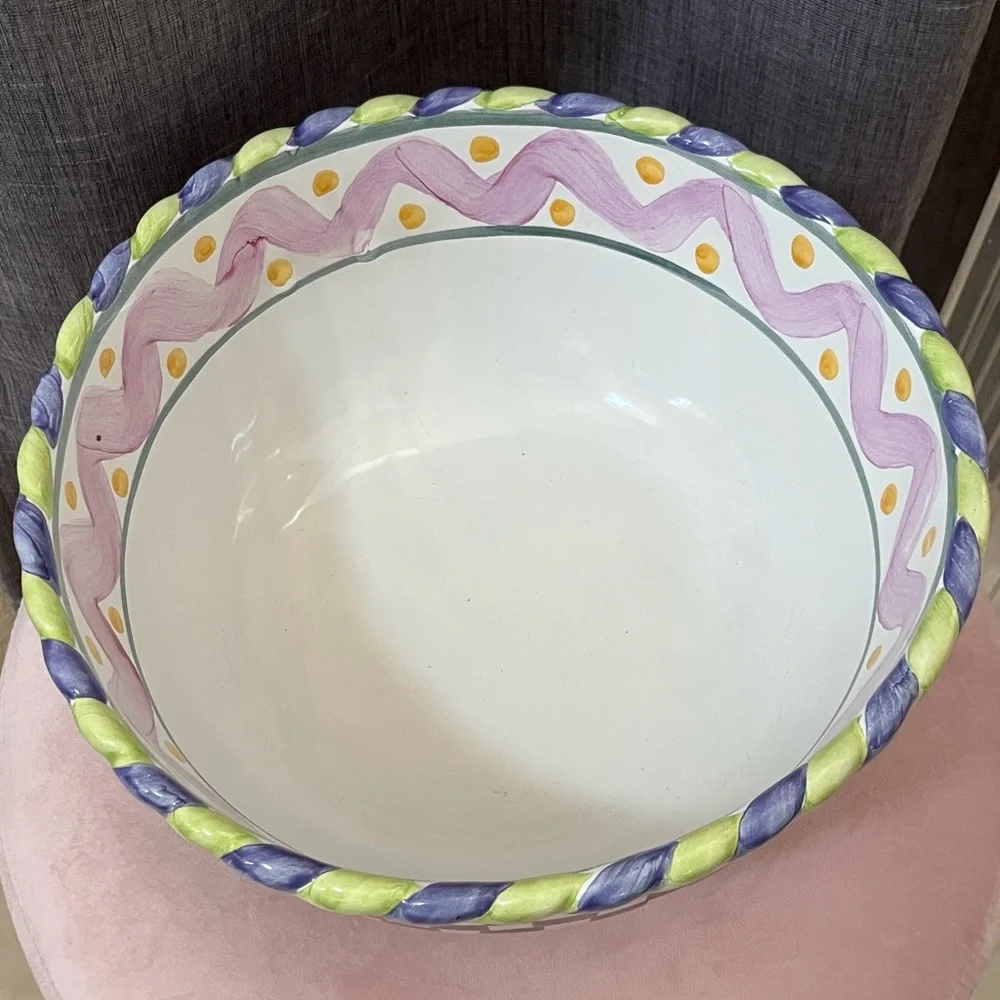 MacKenzie Childs Vintage Picadilly 9” Ceramic Mixing Bowl - Picture 4 of 7